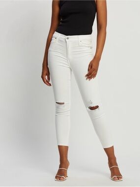 Levi's White Mile High Super Skinny Ankle Ripped Jeans